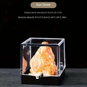天然サンストーン　箱付き原石　　鉱石標本　　天然石クリスタルコレクション　 カラー宝石　　1 個　　