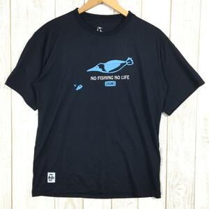 MENs M チャムス No Fish No Life Tシャツ 速乾 CHUMS CH01-1375 ブラック系