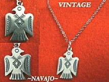 VINTAGE ナバホ NAVAJO サンダーバード silver ネックレス USA製ビンテージ Fred Harvey インディアンジュエリー RRL ゴローズ HOPIモデル _画像1