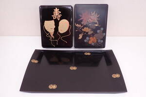  lacquer ware lacqering tray library box to hold letters toolbox stationery paper tool . flower writing talent surface .. all 3 point summarize P05069