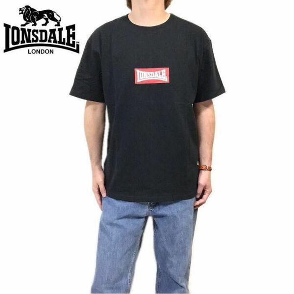 新品 正規 Ｍサイズ LONSDALE ロンズデール ボックスロゴ ビッグシルエット Tシャツ 半袖Tシャツ ユニセックス 黒