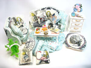  doll house double & single sofa set mystery. country. Alice pattern blue group ( Obi tsu...* Obi tsu11*....* small bla also )