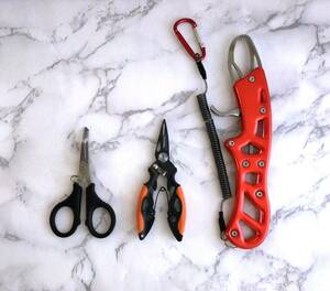 3 point set fish grip fishing plier split ring opener scissors . red red 1 jpy seabream jigging 