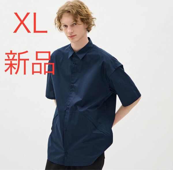 GU UNDERCOVER ジップポケットシャツ　ネイビー　XL