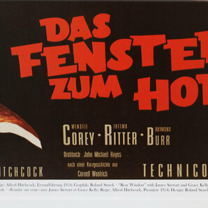 映画ポスター、「裏窓」DAS FENSTER ZUM HOT,独版、36.1x46.5cm、1954年公開米映画、A・ヒッチコック監督、J・スチュアート、G・ケリー主演の画像4