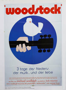 映画ポスター、WOOD STOCK 『ウッドストック愛と平和の3日間』中判（独、ポスター）、size40.5x50.5cm,1965年USA開催　M・ウォドレー監督