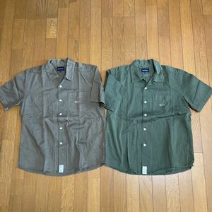 2点セット 18SS DESCENDANT PIER 01/SATIN SS SHIRT CHARCOAL OLIVE DRAB SMALL ディセンダント 半袖 シャツ