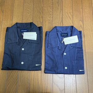 2点セット 18SS DESCENDANT PIER 01/SATIN SS SHIRT BLACK NAVY SMALL ディセンダント 半袖 シャツ