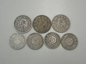 9-; Y1 jpy ~ 20 sen silver coin . summarize 7 sheets ( Special year less ) dragon 20 sen ×3 sheets asahi day 20 sen ×4 sheets all weight ; approximately 32.0g *