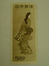 切手趣味週間記念 1948.11.29 菱川師宣画「見返り美人」5円切手 単片 未使用_画像1