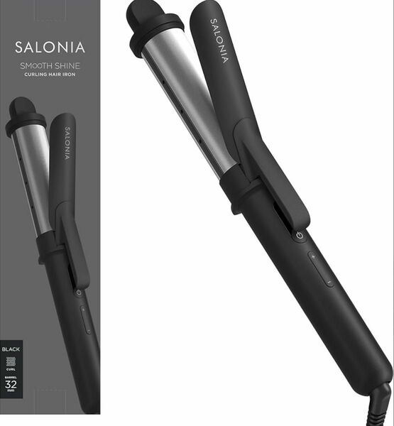 SALONIA サロニア スムースシャイン カールヘアアイロン 32mm ブラック 耐熱ポーチ付 コテ