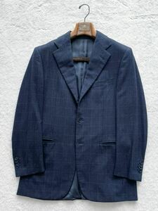 ISAIA size46 イタリア製ネイビージャケット メンズ 格子柄 ダークネイビー 濃紺 ネイビーブレザー 紺ブレ イザイア 秋冬