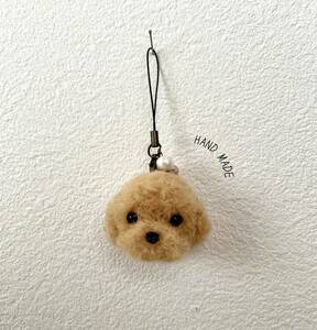 * hand made * wool felt toy poodle apricot strap dog 