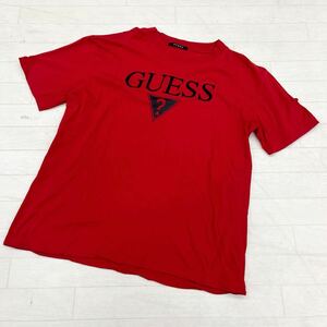 1434◎ GUESS ゲス トップス Tシャツ カットソー クルーネック 半袖 刺繍 プリント ロゴ カジュアル レッド メンズM