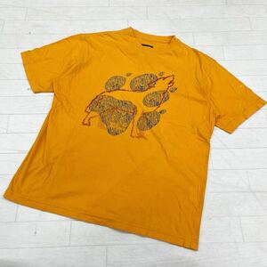 1434◎ Jack Wolfskin ジャックウルフスキン トップス Tシャツ カットソー 半袖 クルーネック プリント　イエローブラウン メンズL