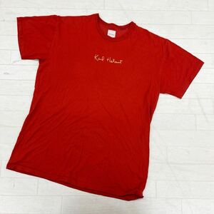 1434◎ Karl Helmut カールヘルム トップス Tシャツ カットソー 半袖 クルーネック ロゴ プリント レッド メンズ