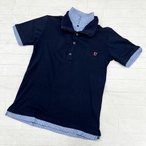 1434◎ MEN'S MELROSE メンズ メルローズ トップス レイヤード シャツ ハーフボタン 半袖 ネイビー メンズ3