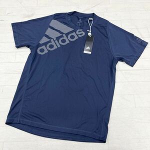 1434◎ 新品未使用 adidas アディダス トップス カットソー 半袖 クルーネック ビック ロゴ プリント ネイビー メンズL