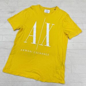 1434◎ AX ARMANI EXCHANGE アルマーニ エクスチェンジ トップス Tシャツ カットソー 半袖 ビック ロゴ プリント イエロー メンズS
