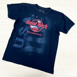 1434◎ Hard Rock Cafe ハード ロック カフェ トップス カットソー Tシャツ 半袖 クルーネック ビック ロゴ ネイビー メンズL