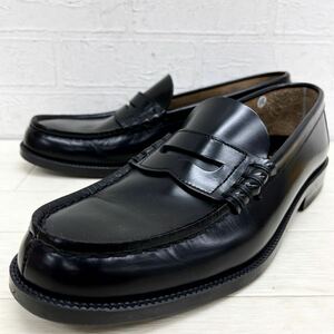 1436◎ 日本製 HARUTA ハルタ 靴 ビジネス シューズ コイン ローファー ローヒール カジュアル ブラック メンズ26.5
