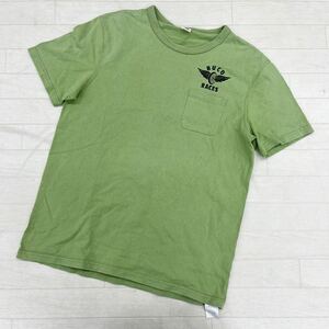 1435◎ BUCO トップス tシャツ カットソー 半袖 クルーネック ロゴ 文字 プリント ライトグリーン メンズL