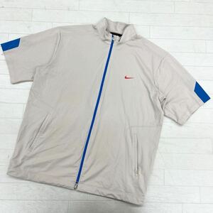 1435◎ NIKE GOLF ナイキ ゴルフ トップス ジャケット アウター 半袖 フルジップ ワンポイント ロゴ プリント ベージュ メンズXL