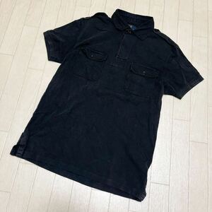 和317★ Polo by RALPH LAUREN ポロバイラルフローレン 半袖 ポロシャツ ミリタリー CUSTOM FIT S ブラック メンズ