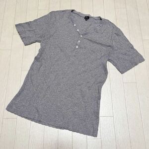 和317★ PS Paul Smith ポールスミス ヘンリーネック Tシャツ M グレー メンズ 半袖