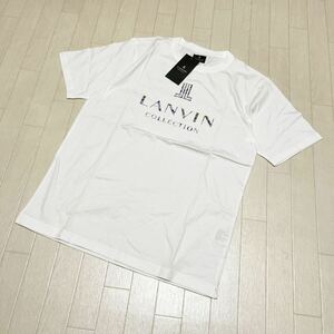 和327★① 新品 LANVIN COLLECTION ランバン コレクション 半袖 Tシャツ ロゴプリント L ホワイト メンズ