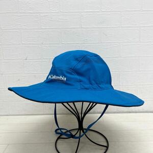 1411◎ Columbia コロンビア 帽子 キャップ ハット 顎紐 つき ワンポイント ロゴ プリント カジュアル ブルー メンズS