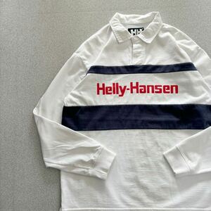 HELLY HANSEN ヘリーハンセン ゴールドウィン ラガーシャツ ポロシャツ 長袖 トップス ホワイト ネイビー レッド サイズL