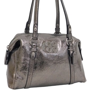 1 jpy # beautiful goods Coach handbag 44074 silver group enamel × leather Giulia metallic COACH #E.Bmm.oR-01
