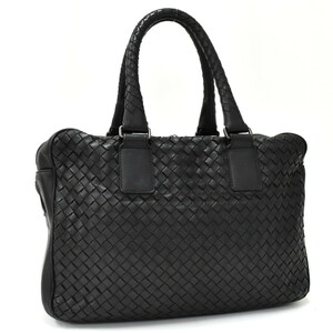 1円 ◎美品 BOTTEGA VENETA ボッテガヴェネタ ハンドバッグ ビジネス 173410 イントレチャート レザー ブラック◎K.Cigi.hP-29