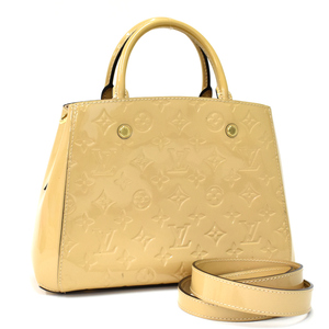 1円 ◎極美品 LOUIS VUITTON ルイヴィトン 2wayバッグ ショルダー モンテーニュBB M50173 ヴェルニ デューン◎S☆.Coll.zE-68