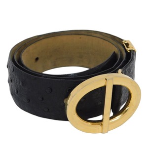 1 jpy # beautiful goods Dior belt black × gold group leather unisex stylish Christian Dior #0K*.Csme.tI-02