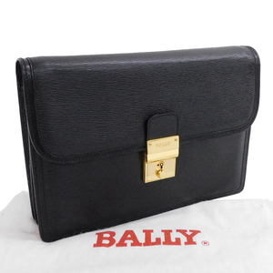 1円 ■ バリー セカンドバッグ ブラック系 レザー メンズ おでかけ おしゃれ 出張 BALLY ■E.Bssl.tI-22