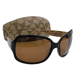 1 jpy # ultimate beautiful goods Coach sunglasses plastic brown group S496 case attaching UV cut woman COACH #E.Bsor.tI-19