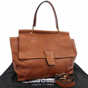 1 иен # превосходный товар Gianni Kia Lee ni2way сумка оттенок коричневого кожа обычно используя ходить на работу посещение школы GIANNI CHIARINI #E.Bmo.Gt-17