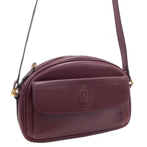 1 иен # прекрасный товар Cartier сумка на плечо бордо серия кожа Must линия обычно используя Cartier #E.Cspm.zE-10