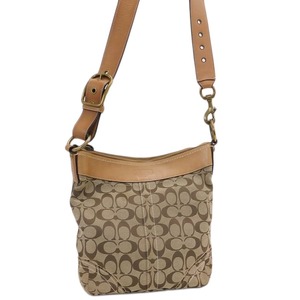 1 jpy # beautiful goods Coach shoulder bag 10403 brown group canvas × leather signature COACH #E.Bsi.Gt-15