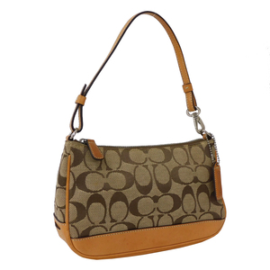 1 jpy # beautiful goods Coach pouch beige group signature canvas × leather handbag 6094 COACH #E.Aoo.An-26