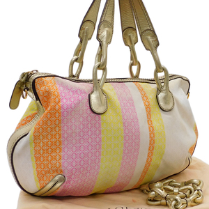 1 jpy # beautiful goods Loewe 2way bag canvas × leather multicolor lady's handbag shoulder ..LOEWE #E.Cslo.tI-26
