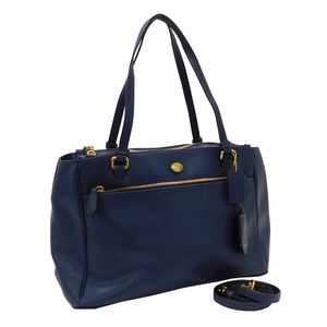 1 jpy # beautiful goods Coach 2WAY bag leather navy series F31744.... stylish lady's COACH #E.Bmg.An-26