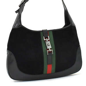 1 иен * прекрасный товар GUCCI Gucci semi сумка на плечо 00963 домкрат - Sherry линия замша кожа черный *E.Cmgs.tI-30