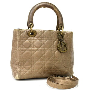 1 jpy * superior article Christian Dior Christian Dior reti Dior medium kana -ju2way bag bronze *E.Cgpe.hP-24