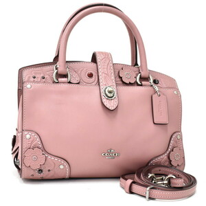 1 jpy * as good as new COACH Coach 2way handbag Martha -sa che ru tea rose 12032 leather pink series *E.Csmr.pS-20
