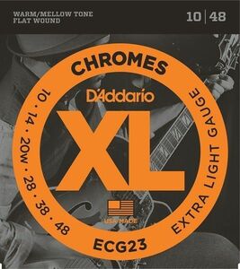 【新品】ダダリオ ECG23 (検 フラットワウンド エレキギター弦 DAddario 10-48 XL CHROMES FLAT WOUND ジャズギター セミアコ フルアコ