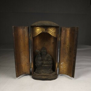 a-1519◆ 仏教美術 懐中仏 仏像 厨子仏 豆仏 木造 時代物 古仏 高さ8.5cm 重さ23g◆状態は画像で確認してください。