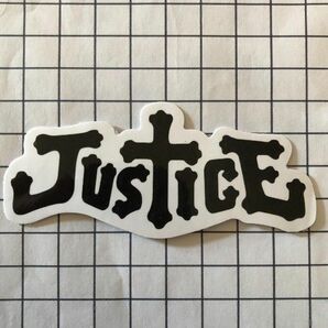 JUSTICE　英語　黒　文字　ロック　ステッカー　防水シール